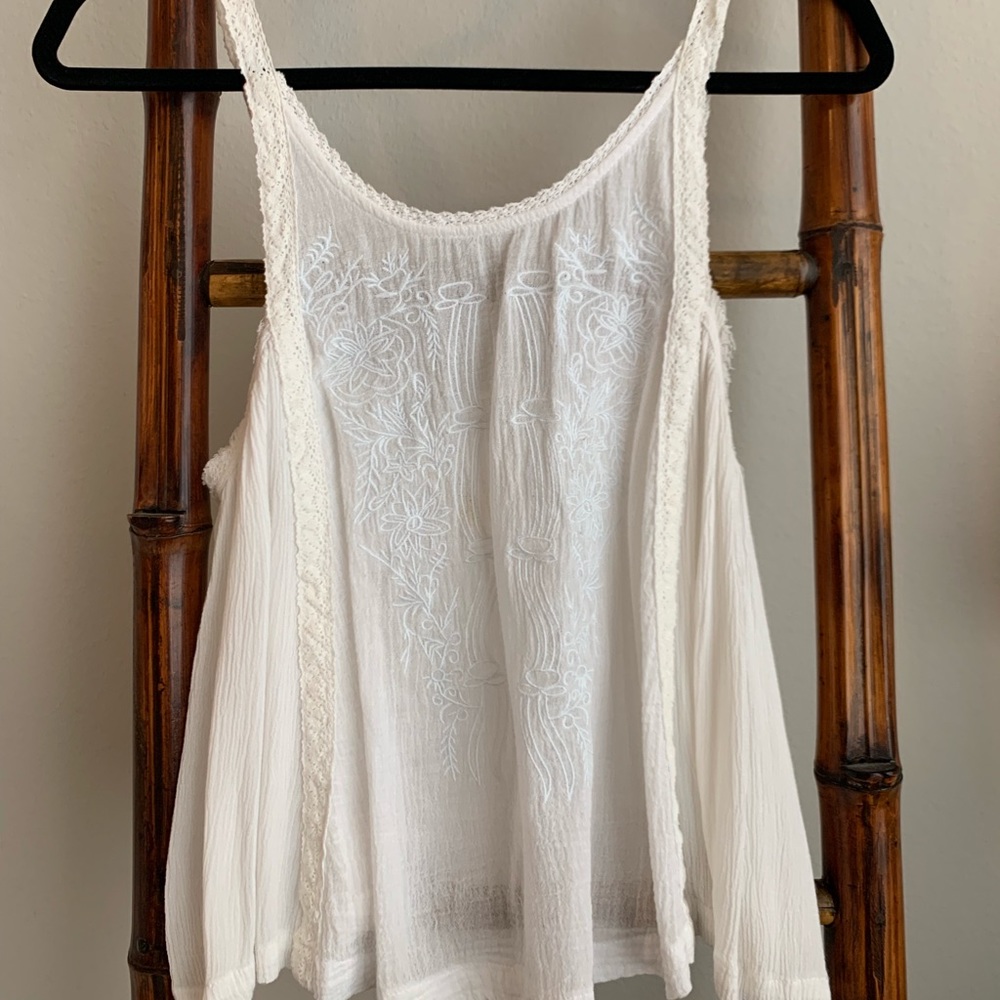 White Flowy Tank Top
